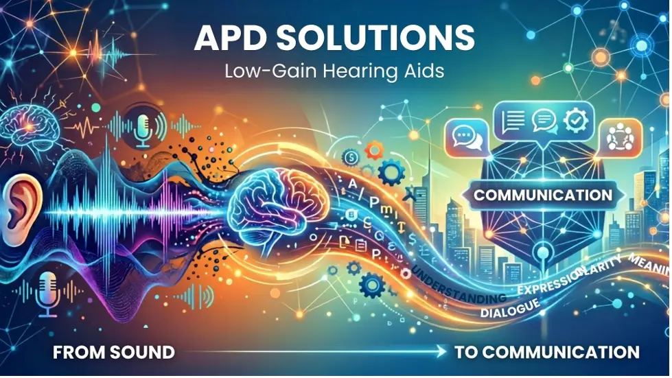 Low-gain hearing aids and auditory processing disorder communication support.